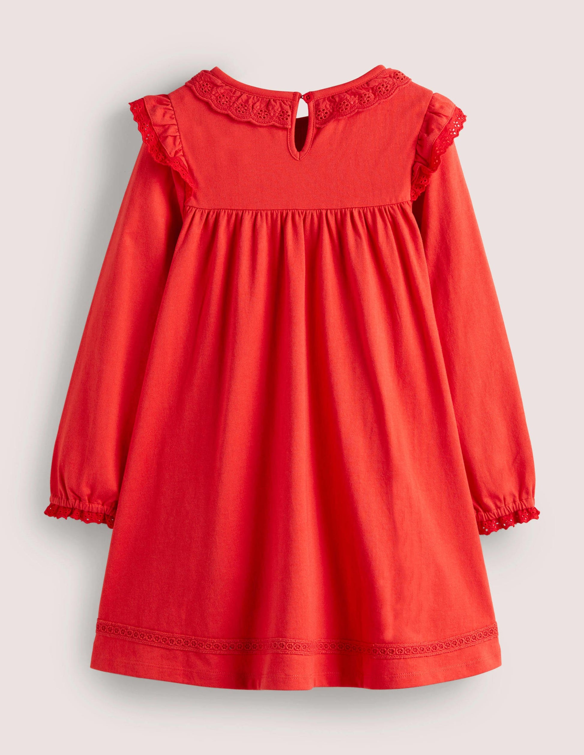 Broderie Frill Dress-Rockabilly Red-2
