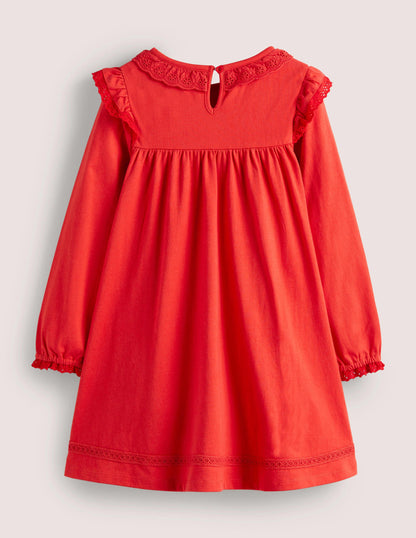 Broderie Frill Dress-Rockabilly Red-2