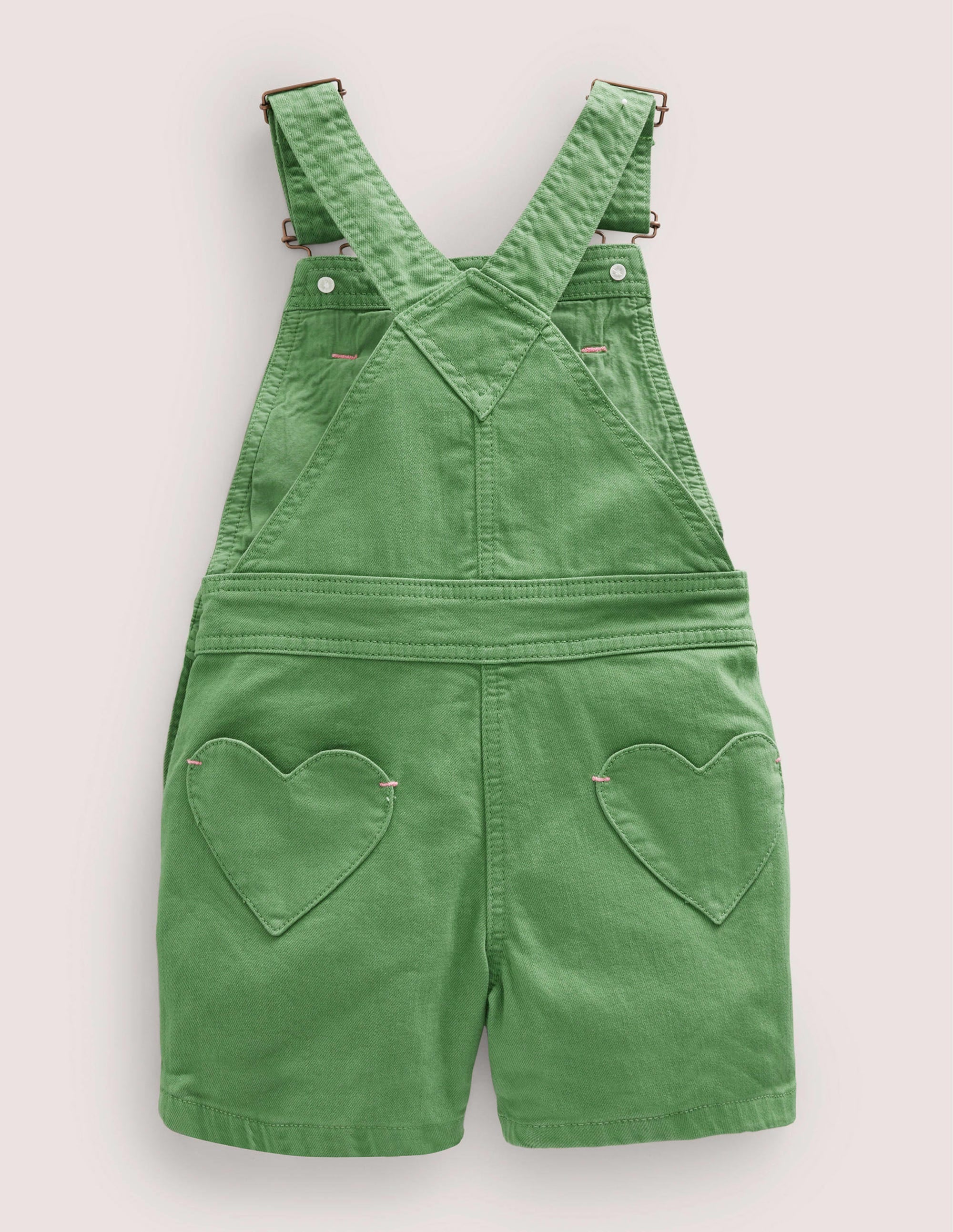 Heart Pocket Short Dungarees-Safari Green - Image 2