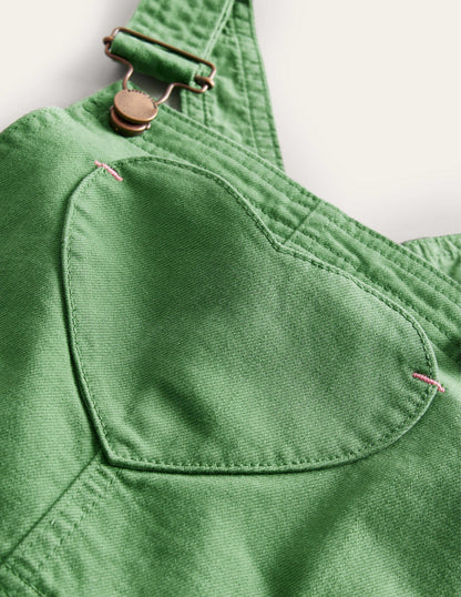 Heart Pocket Short Dungarees-Safari Green-3