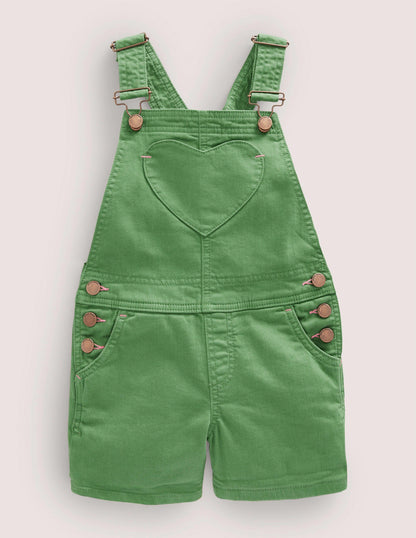 Heart Pocket Short Dungarees-Safari Green-1