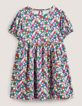 Puff Sleeve Jersey Dress-Multi Rainbow