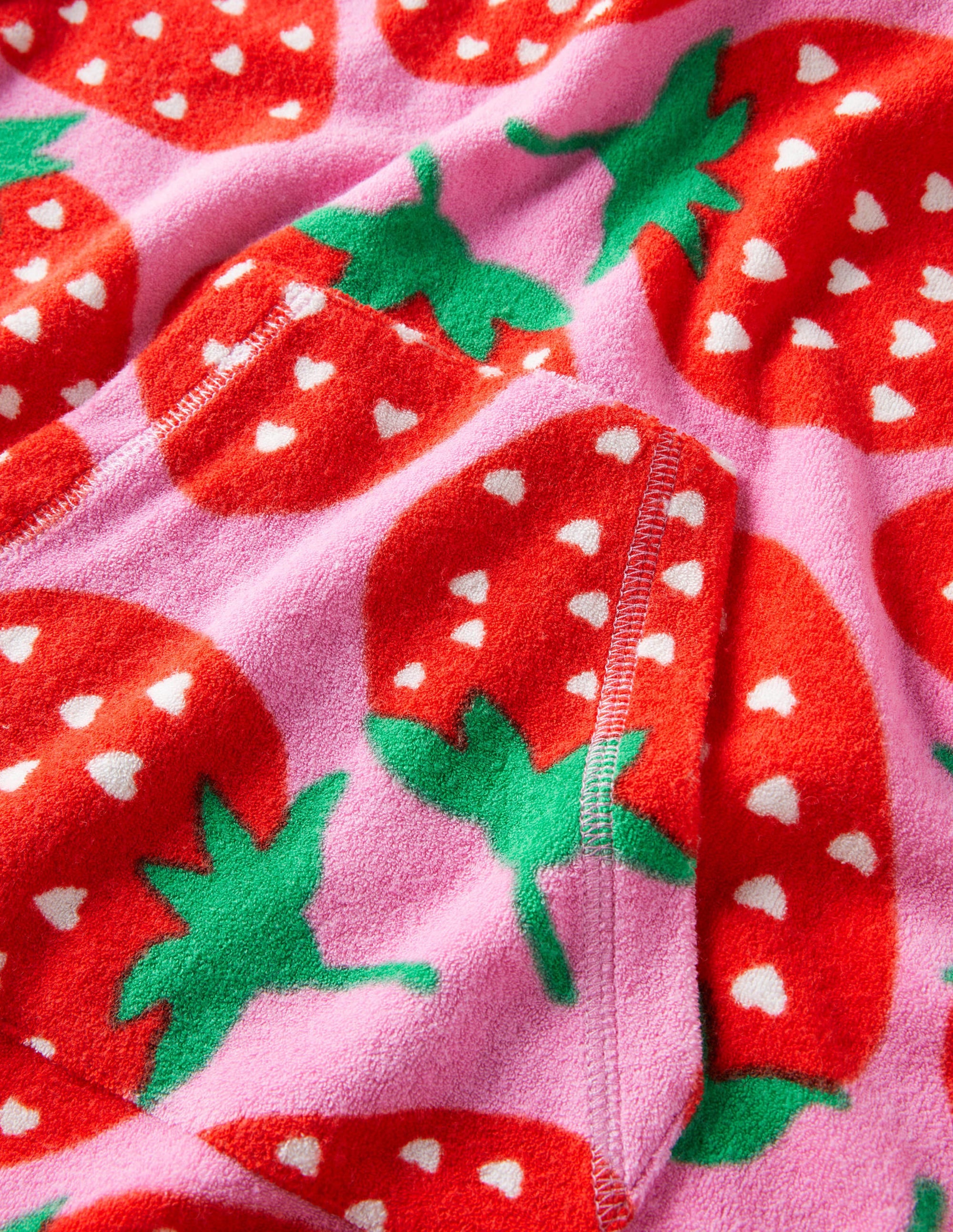 Pattern Towelling Beach Dress-Tickled Pink Strawberries - Image 3