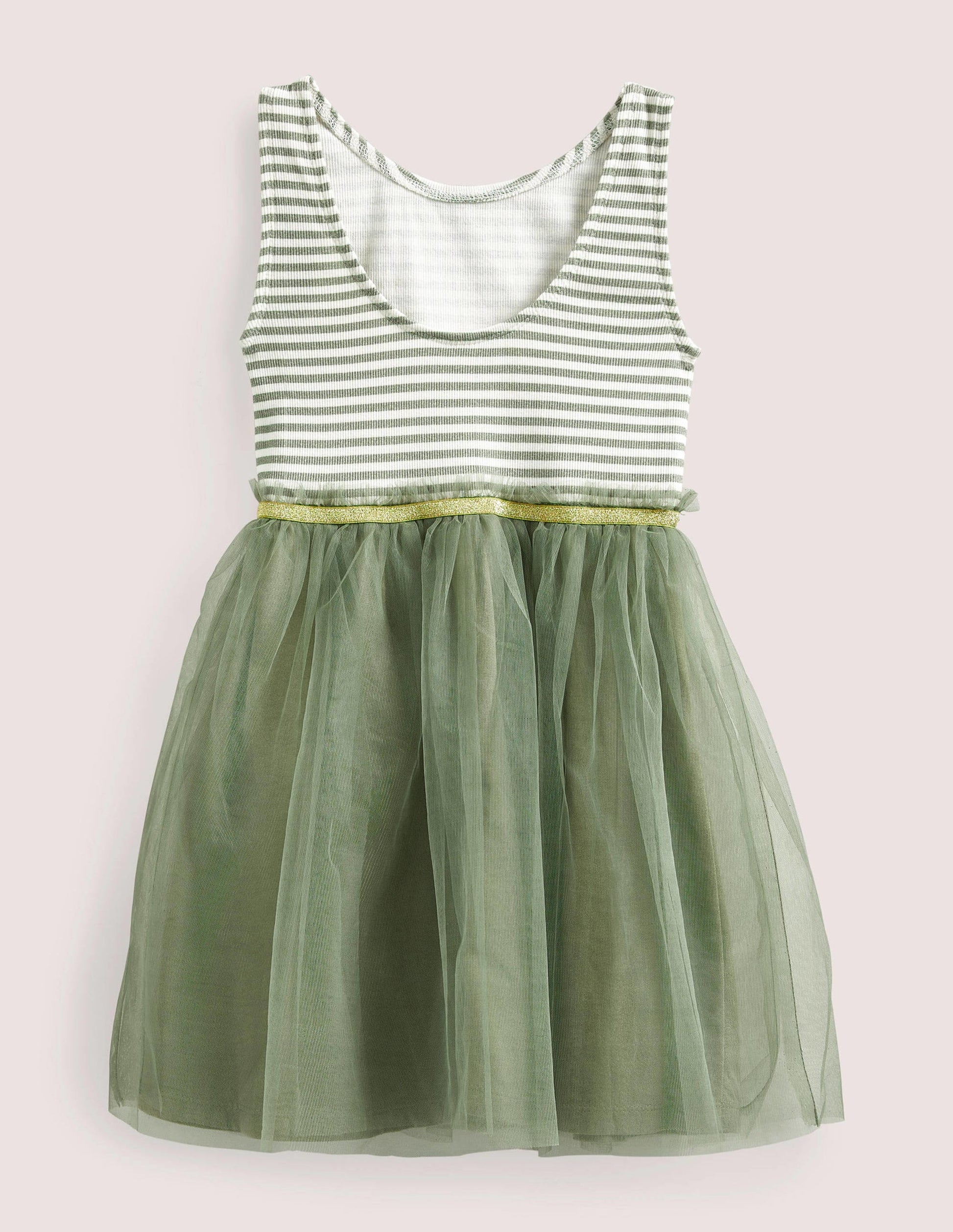 Jersey Tulle Mix Dress-Army-2