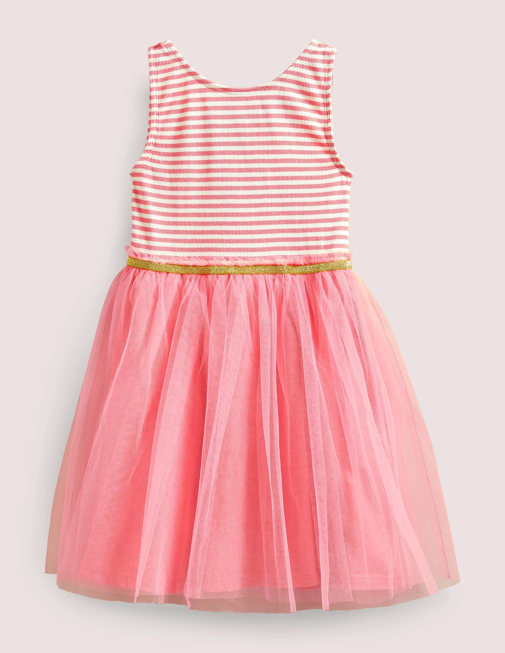 Jersey Tulle Mix Dress-Light Rose - Image 1