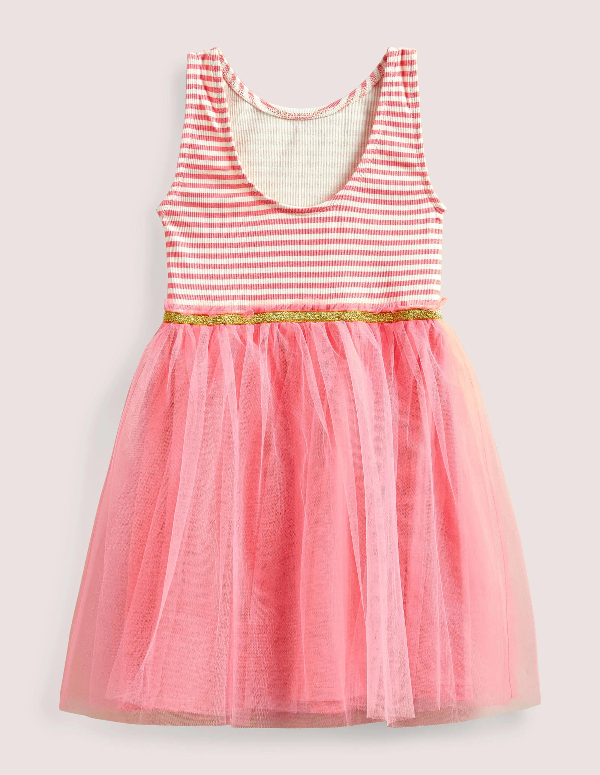 Jersey Tulle Mix Dress-Light Rose - Image 2