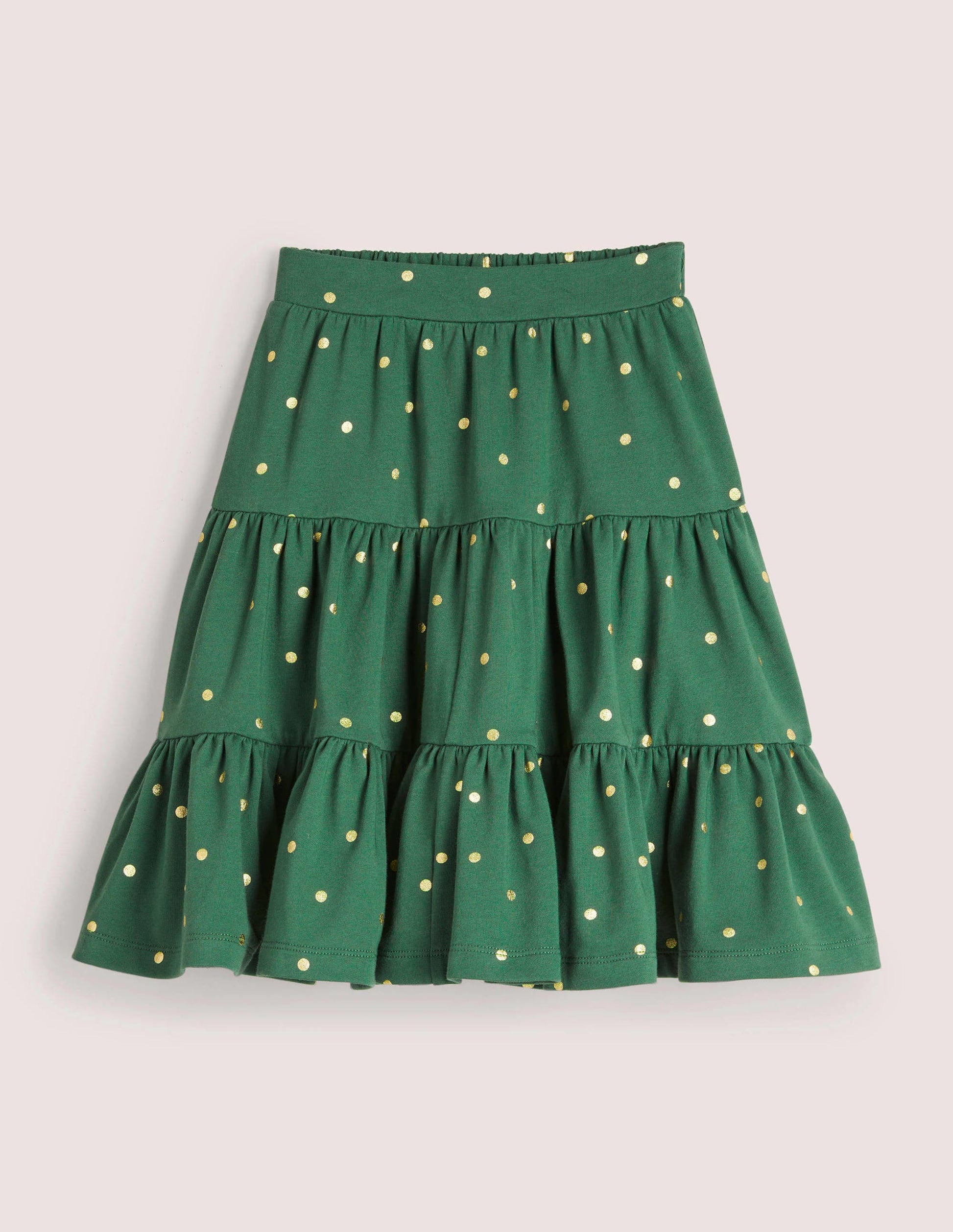Three Tiered Midi Skirt-Trekking Green/Gold Spot-1