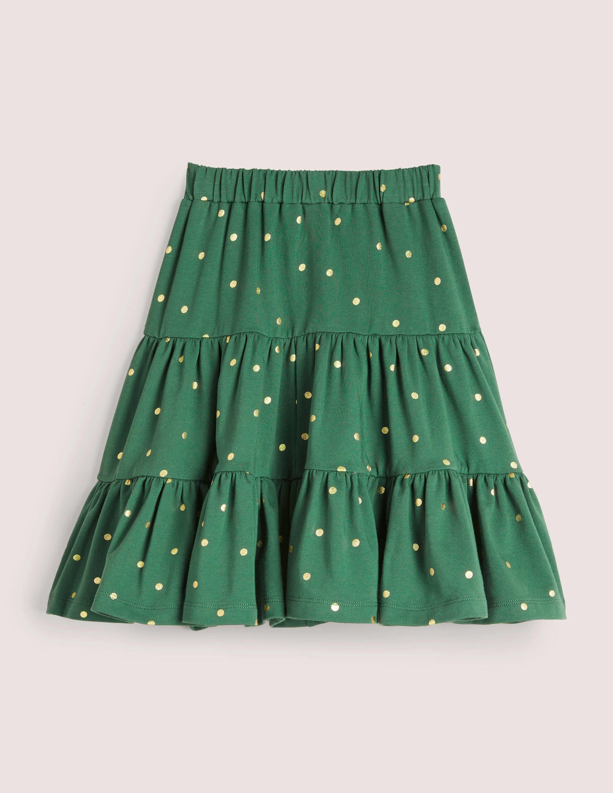 Three Tiered Midi Skirt-Trekking Green/Gold Spot - Image 2