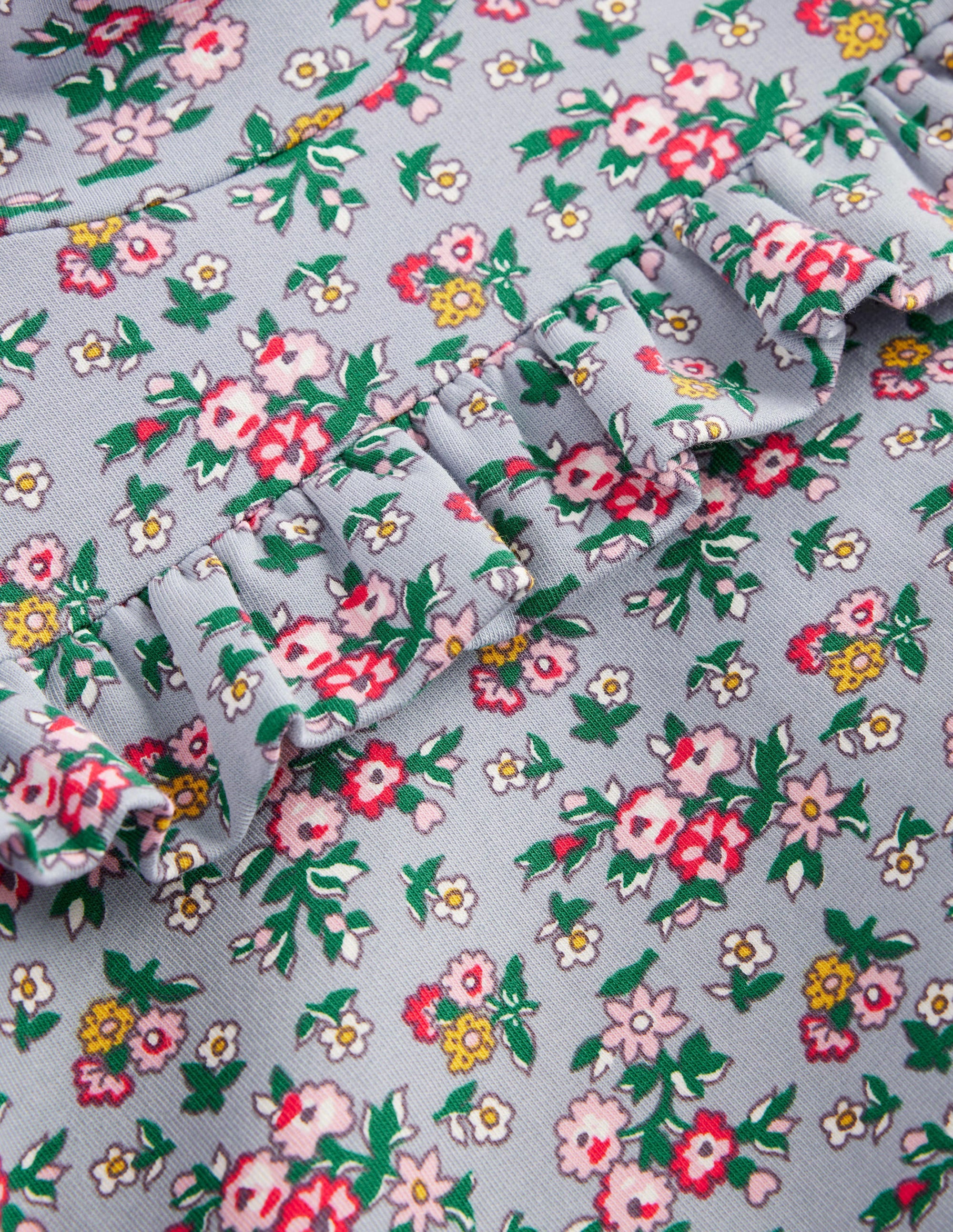 Roll Neck Midi Dress-Dusty Blue Flower Bouquet - Image 3
