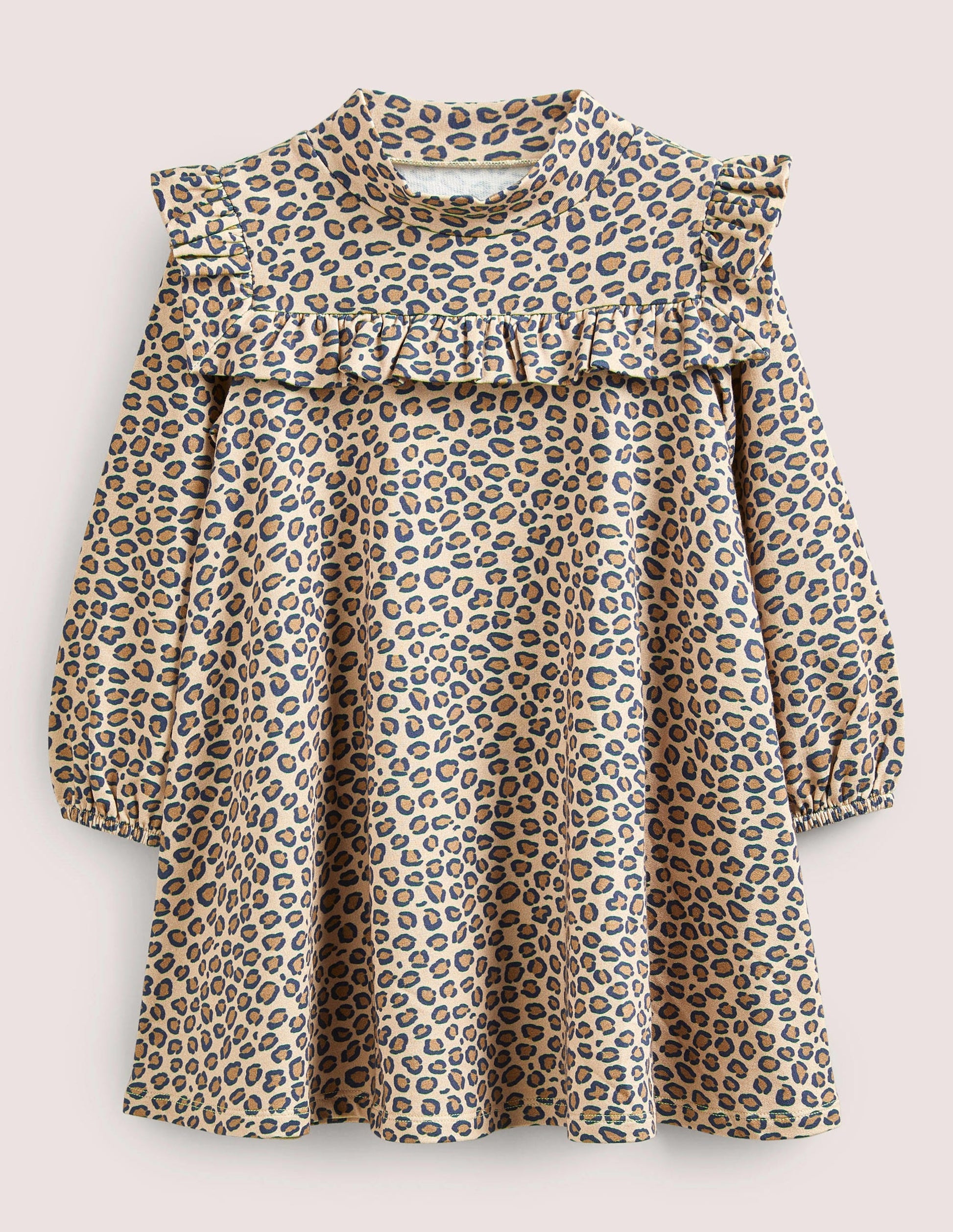 Roll Neck Midi Dress-Leopard-1
