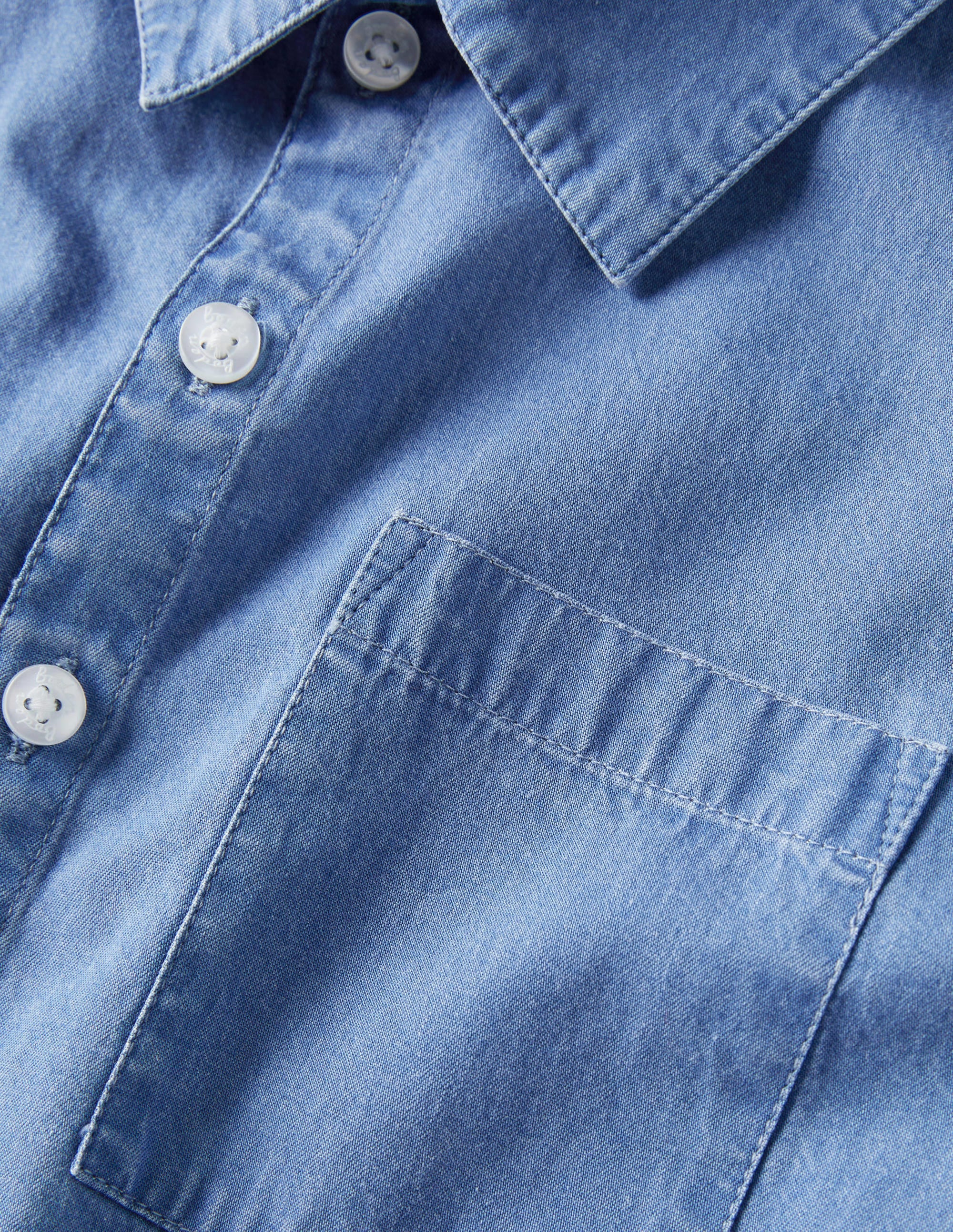 Relaxed Denim Shirt-Mid Vintage Denim - Image 3