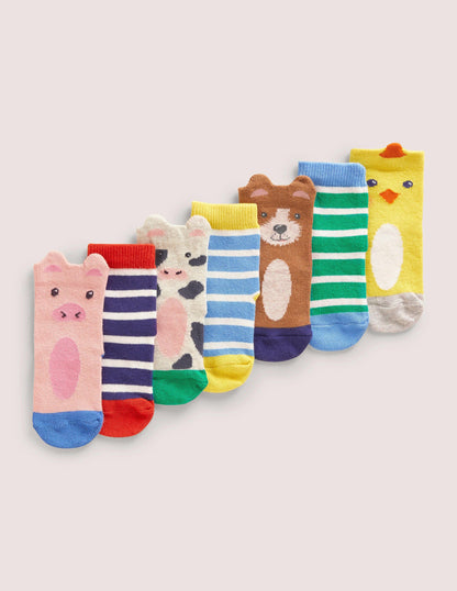 Socks 7 Pack-Multi Farm Animals-1
