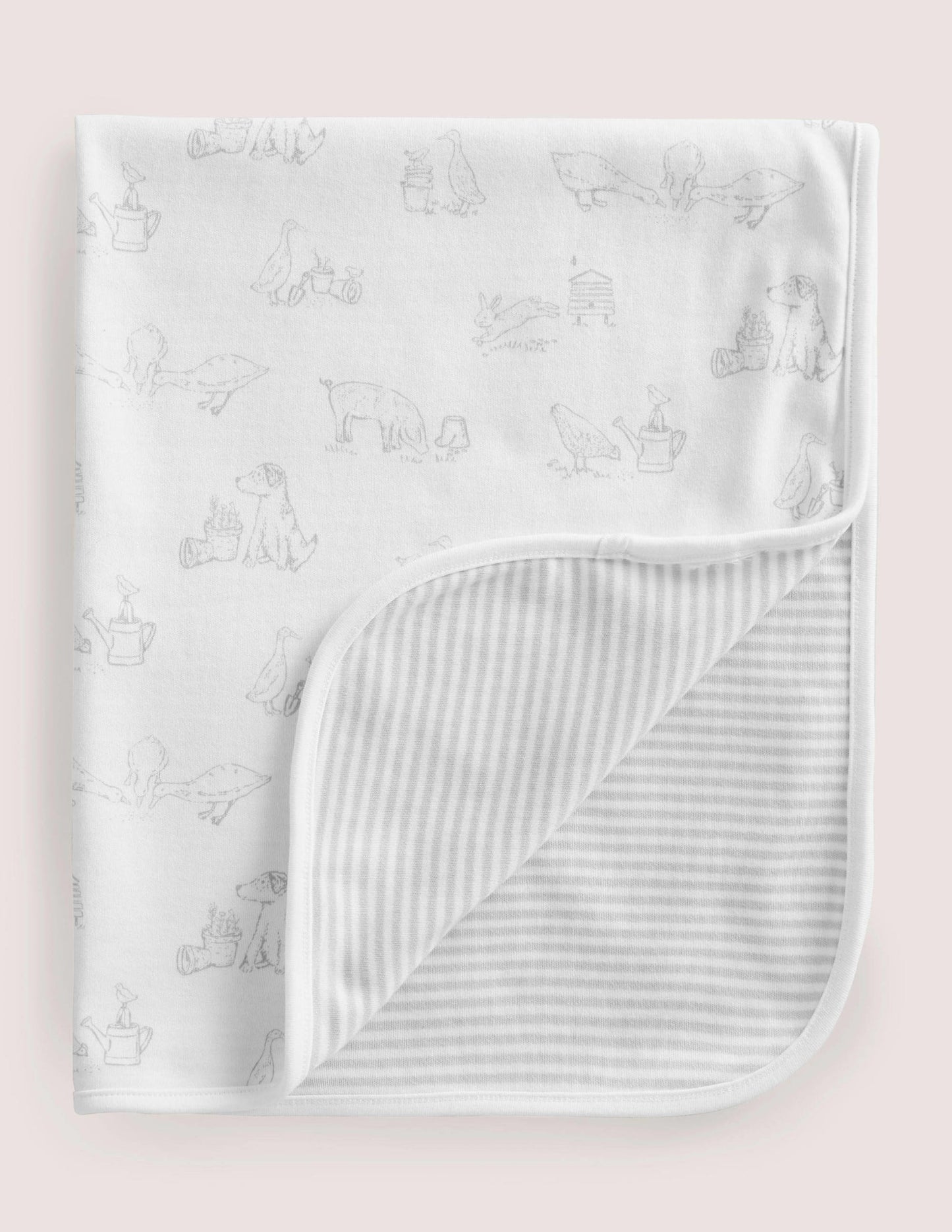 Newborn Jersey Blanket-Ivory/Grey