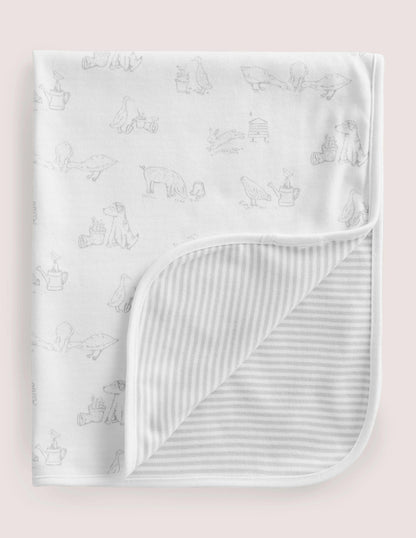 Newborn Jersey Blanket-Ivory/Grey-1