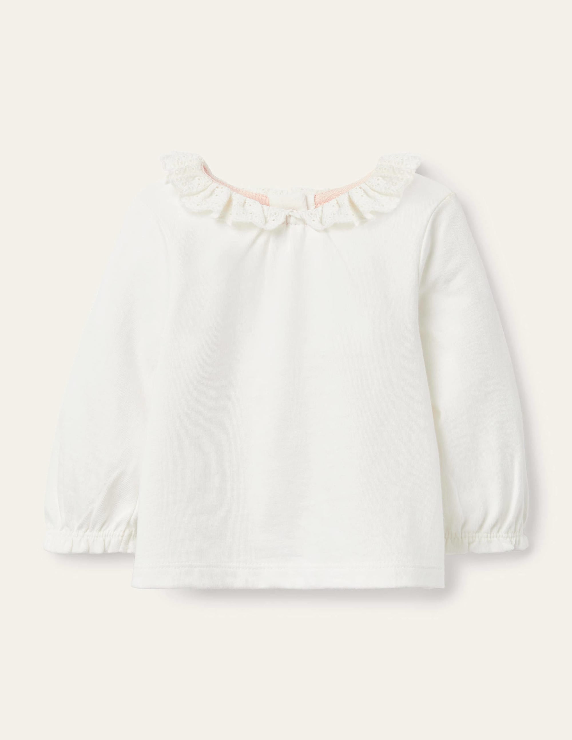 Long-Sleeved Broderie T-shirt-Ivory Broderie - Image 1