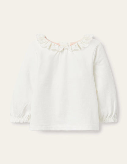 Long-Sleeved Broderie T-shirt-Ivory Broderie-1