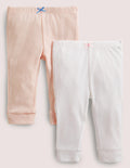 Twin Pack Pointelle Leggings-Boto Pink/Ivory