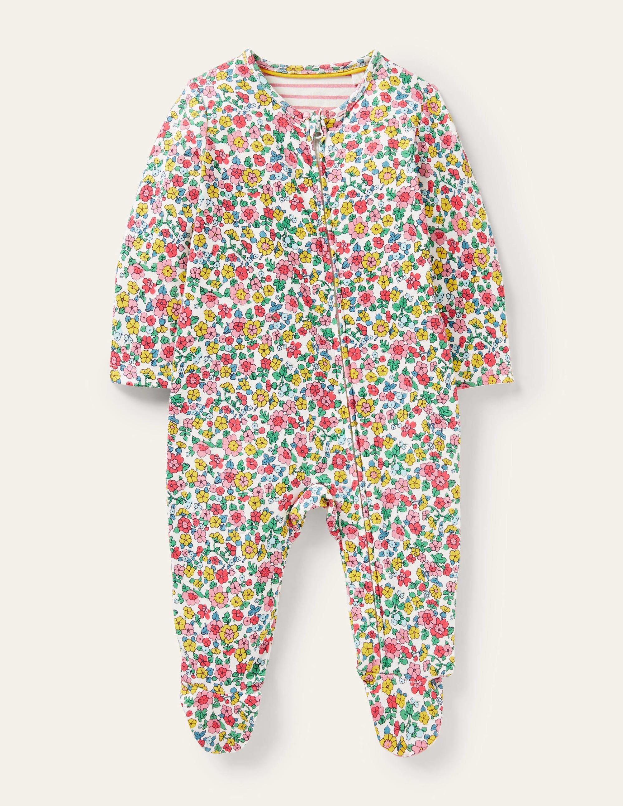 Zip Sleepsuit-Multi Vintage Flowerbed - Image 1