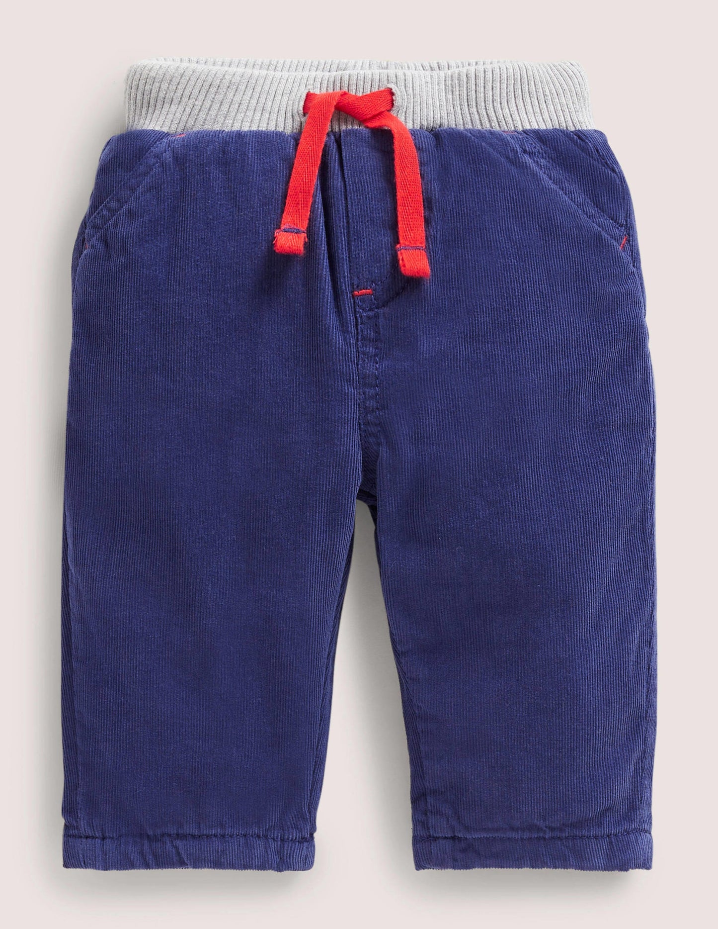Blue Draw String Jersey-lined Corduroy Trousers-Starboard Blue