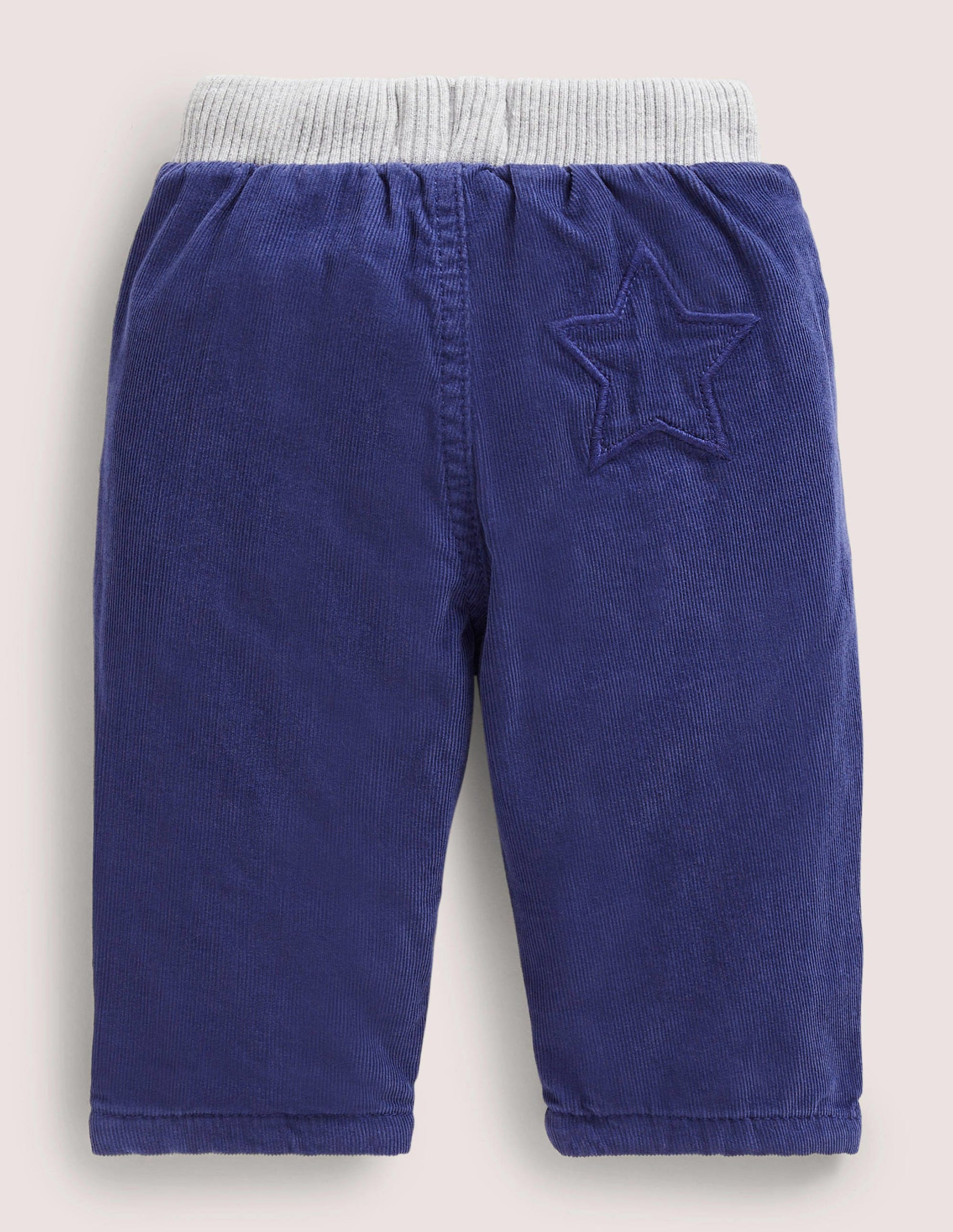 Blue Draw String Jersey-lined Corduroy Trousers-Starboard Blue-2