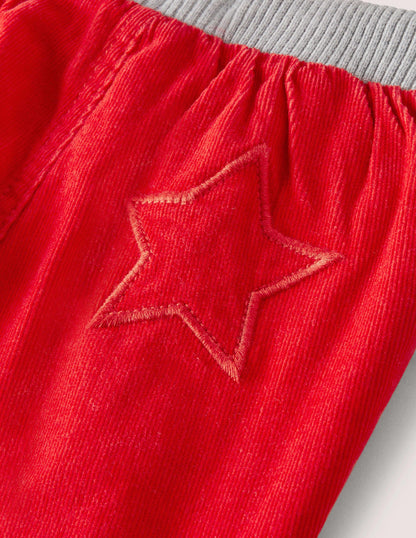 Jersey-lined Cord Trousers-Fire Red
