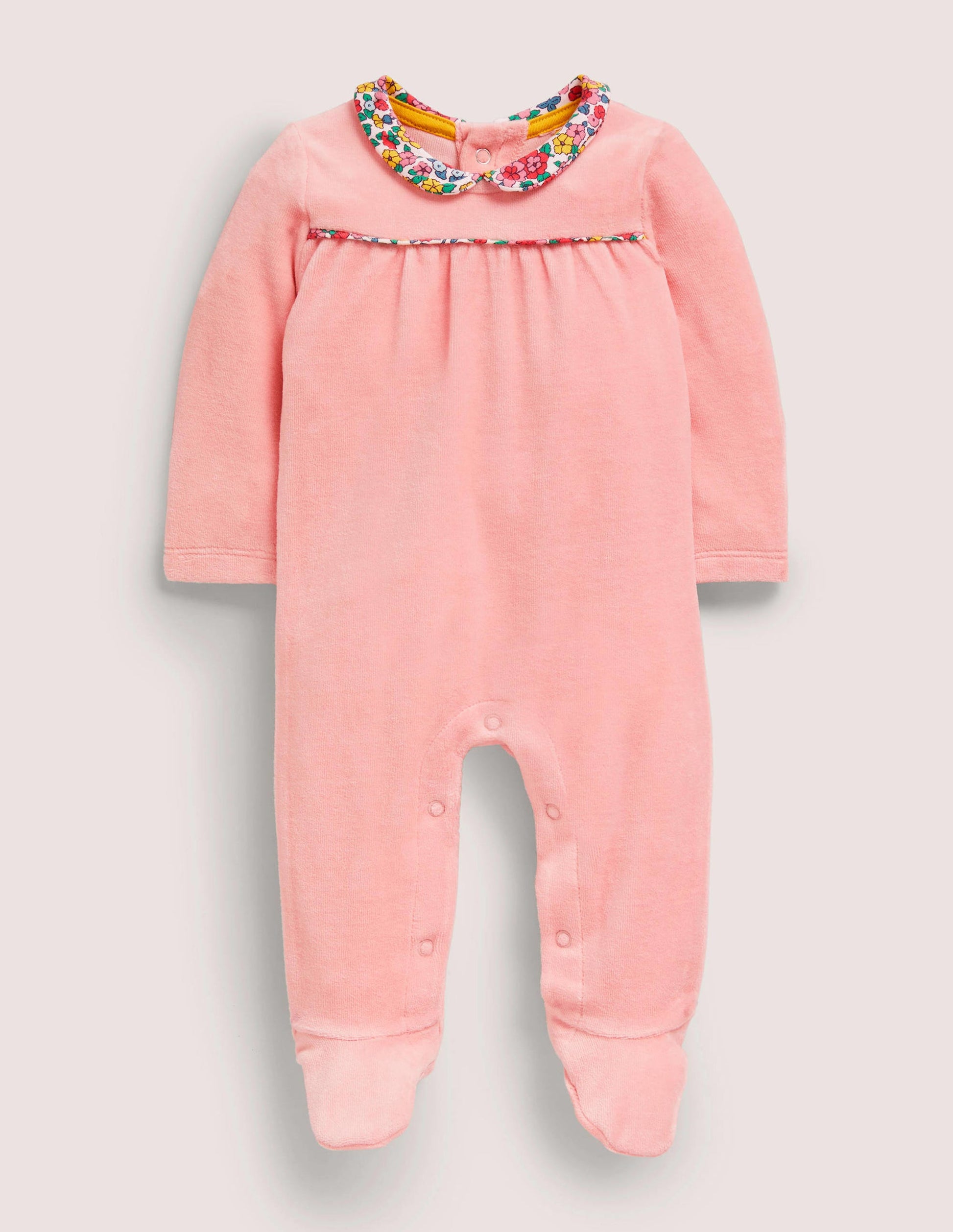 Velour Collared Sleepsuit-Boto Pink/Multi Posy-1