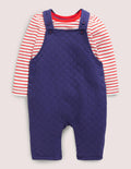 Quilted Dungaree Set-Starboard Blue