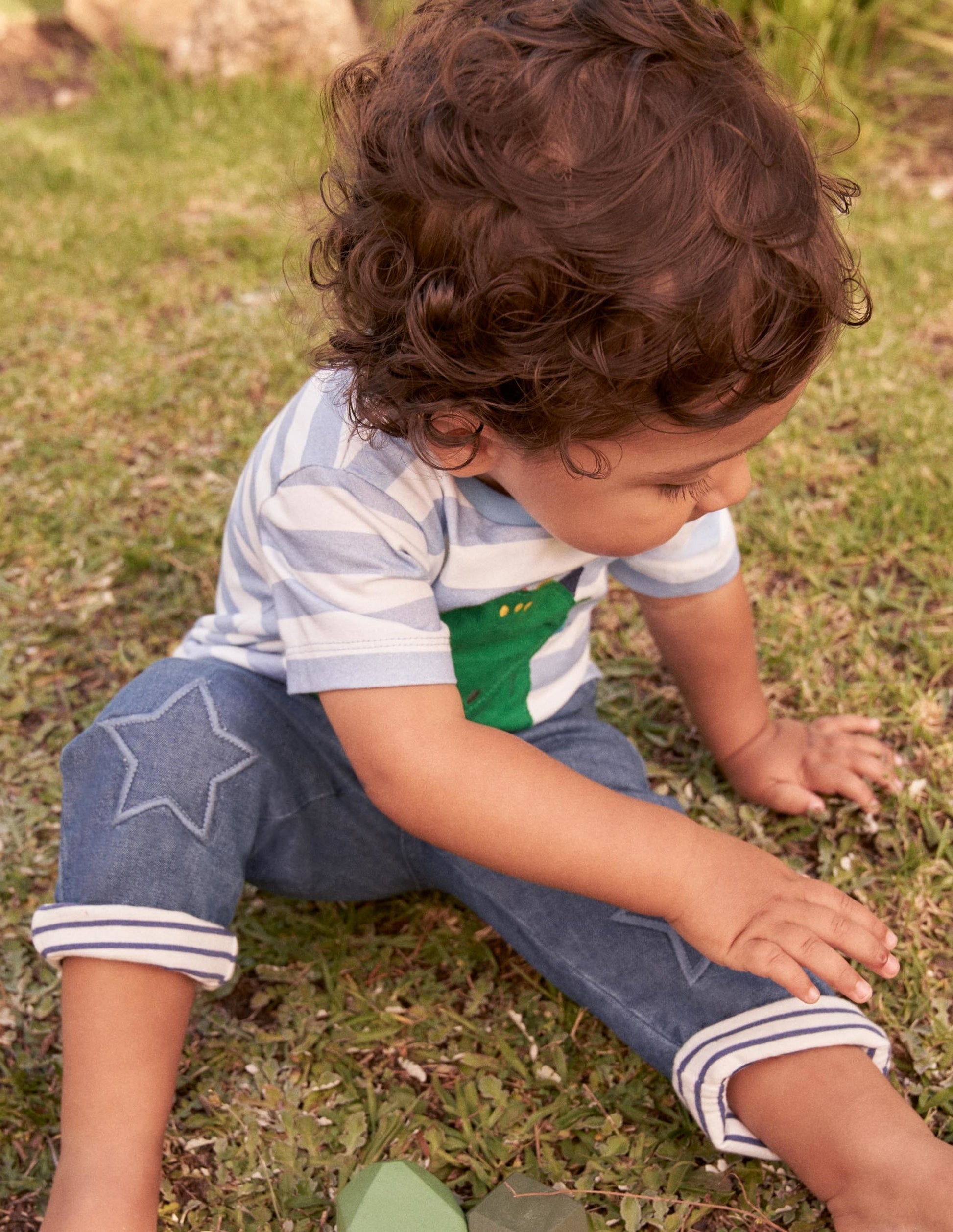 Rib Waist Trousers-Mid Chambray-4