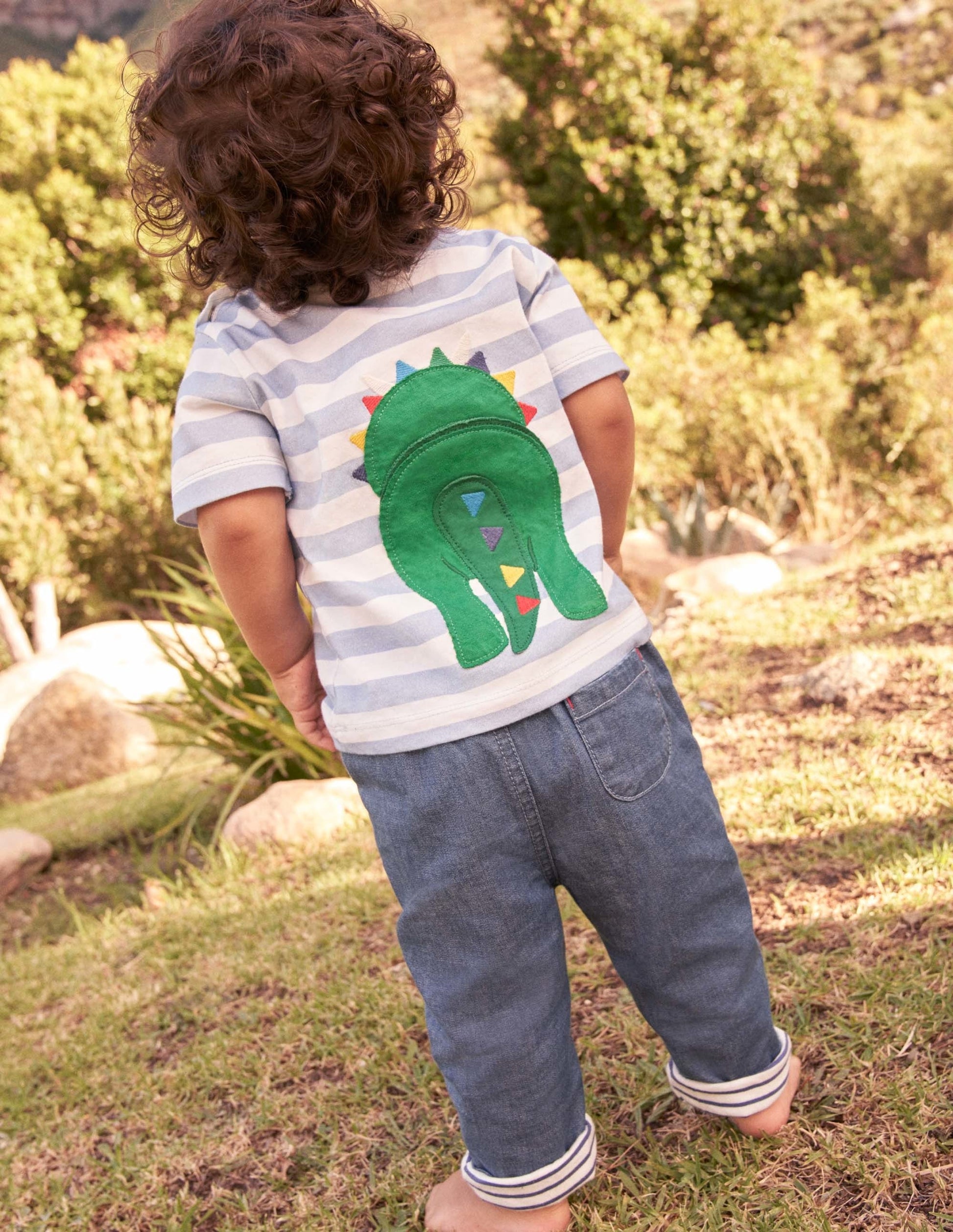 Rib Waist Trousers-Mid Chambray-5