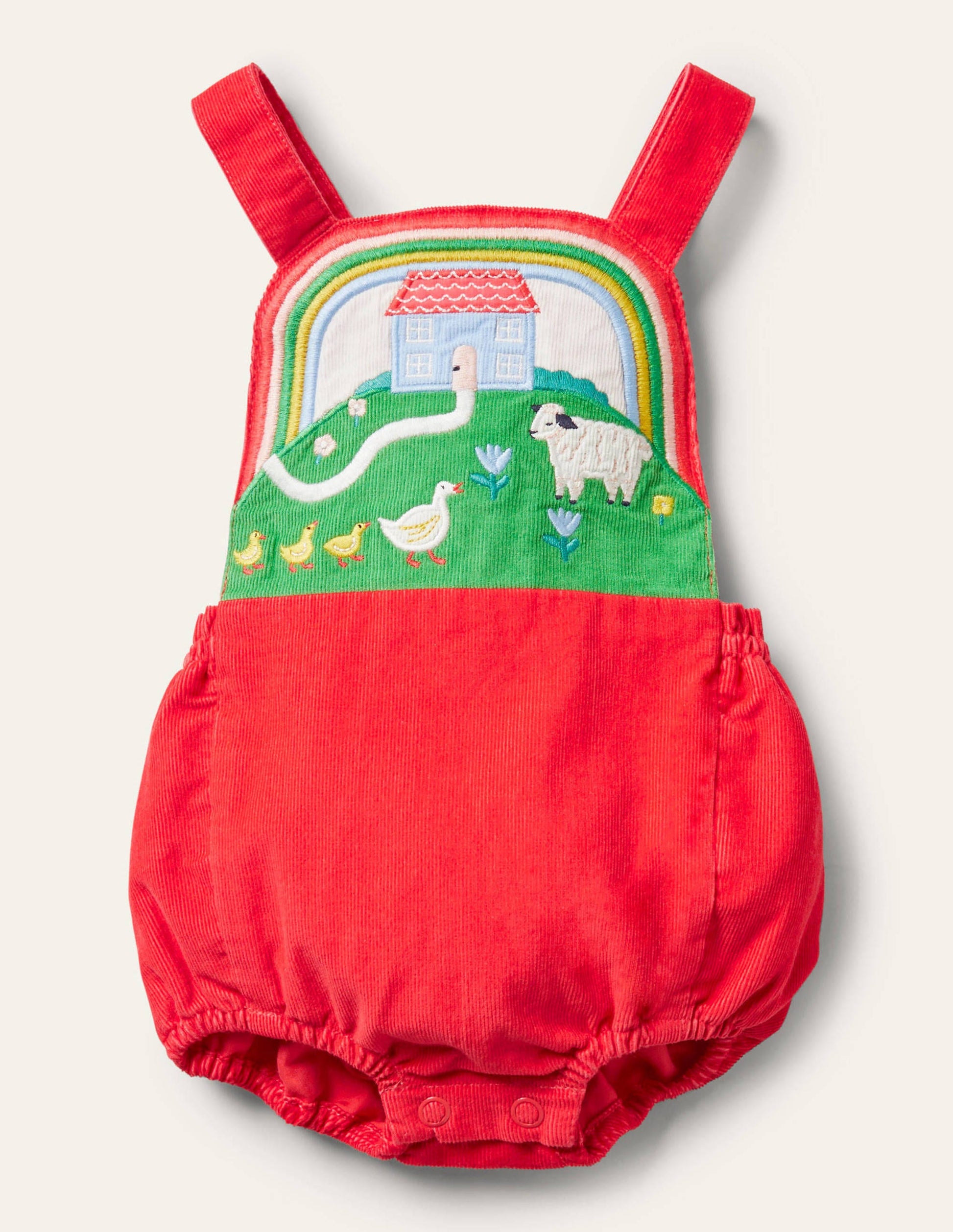 Appliqué Bib Romper-Strawberry Tart Scene-1