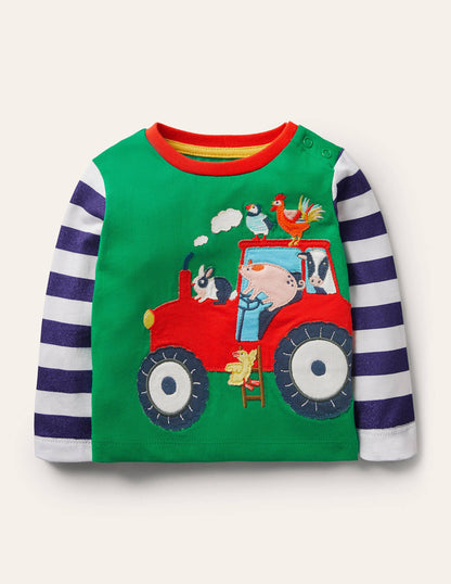Big Appliqué T-shirt-Green Pepper Tractor