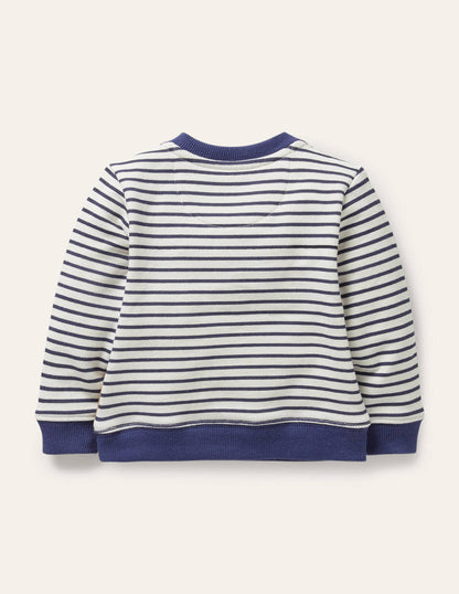 Appliqué Sweatshirt-Ivory/Starboard Blue Cows-2