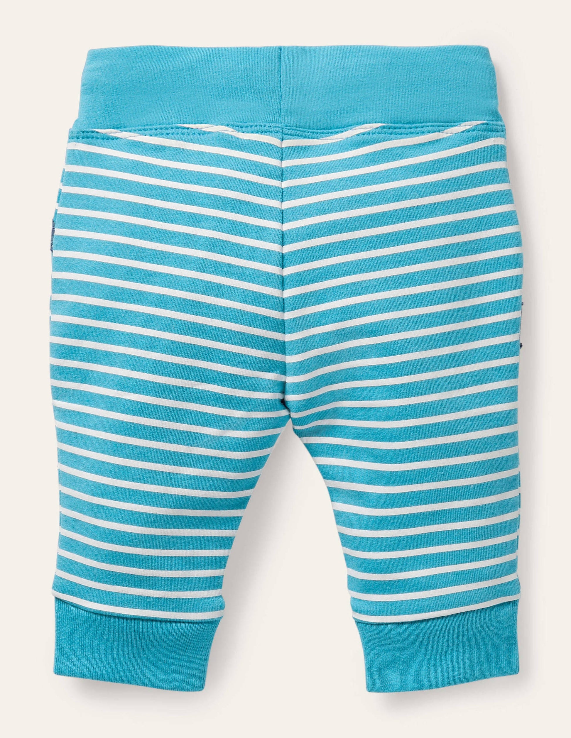 Appliqué Jersey Trousers-Ivory/Aqua Puffins-2
