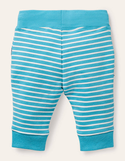Appliqué Jersey Trousers-Ivory/Aqua Puffins-2