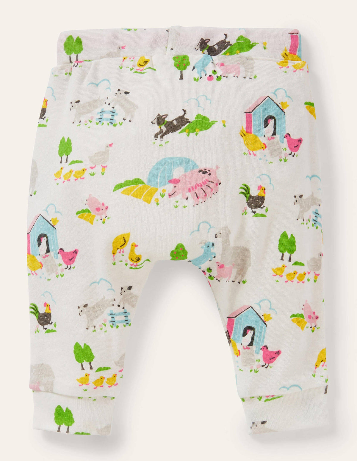 GOTS Organic Newborn Trousers-Multi Farmyard Friends - Image 2