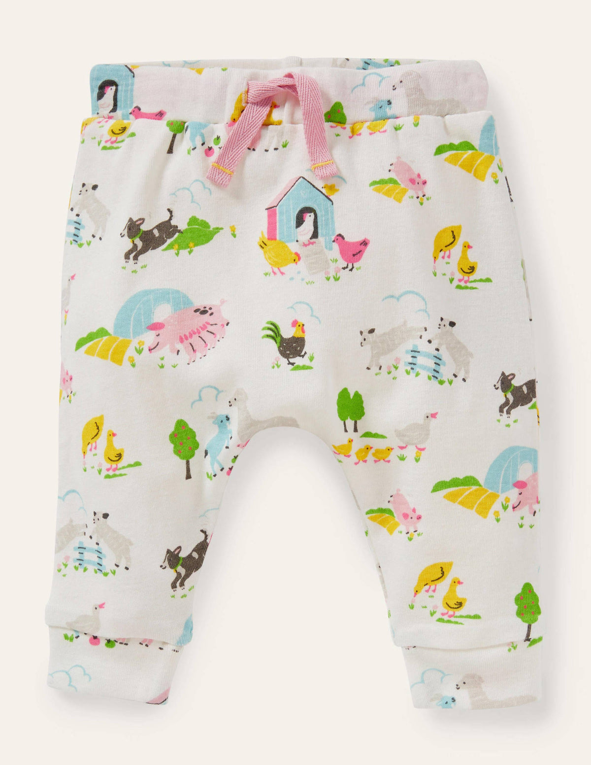 GOTS Organic Newborn Trousers-Multi Farmyard Friends - Image 1
