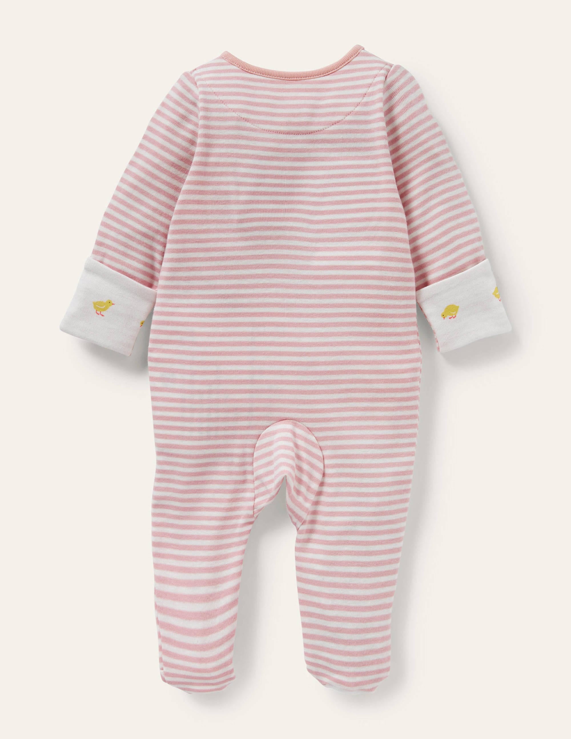 GOTS Organic Zip-up Sleepsuit-Ivory/Boto Pink Ducks - Image 2