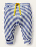 GOTS Organic Newborn Trousers-Ivory/Starboard Blue