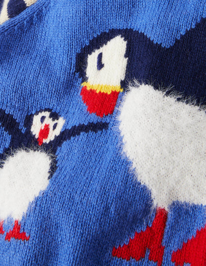 Knitted Jumper-Elizabethan Blue Puffins-3