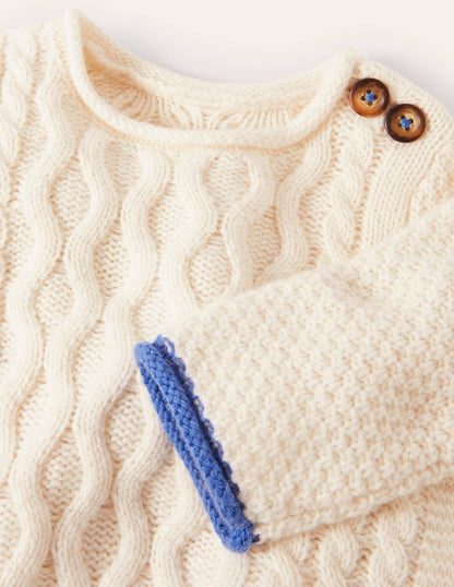 Cable Knitted Jumper-Ecru Marl-3