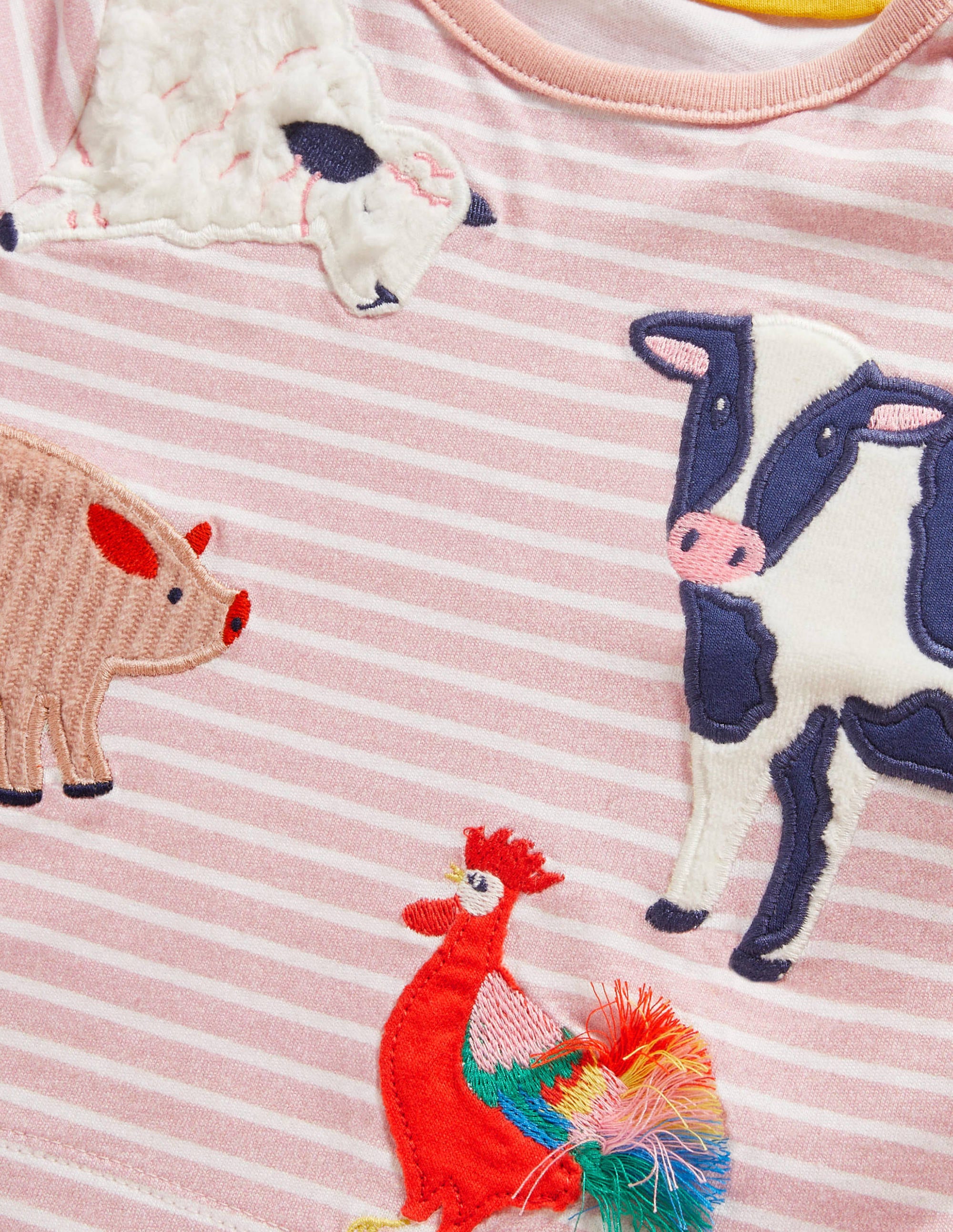 Graphic Appliqué Jersey Top-Boto Pink Farm Animals - Image 3