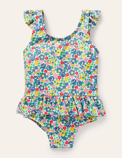 Pretty Frill Waist Swimsuit-Multi Spring Floral-1