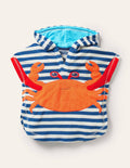 Crab Towelling Throw On-Moroccan Blue/Ivory Crab