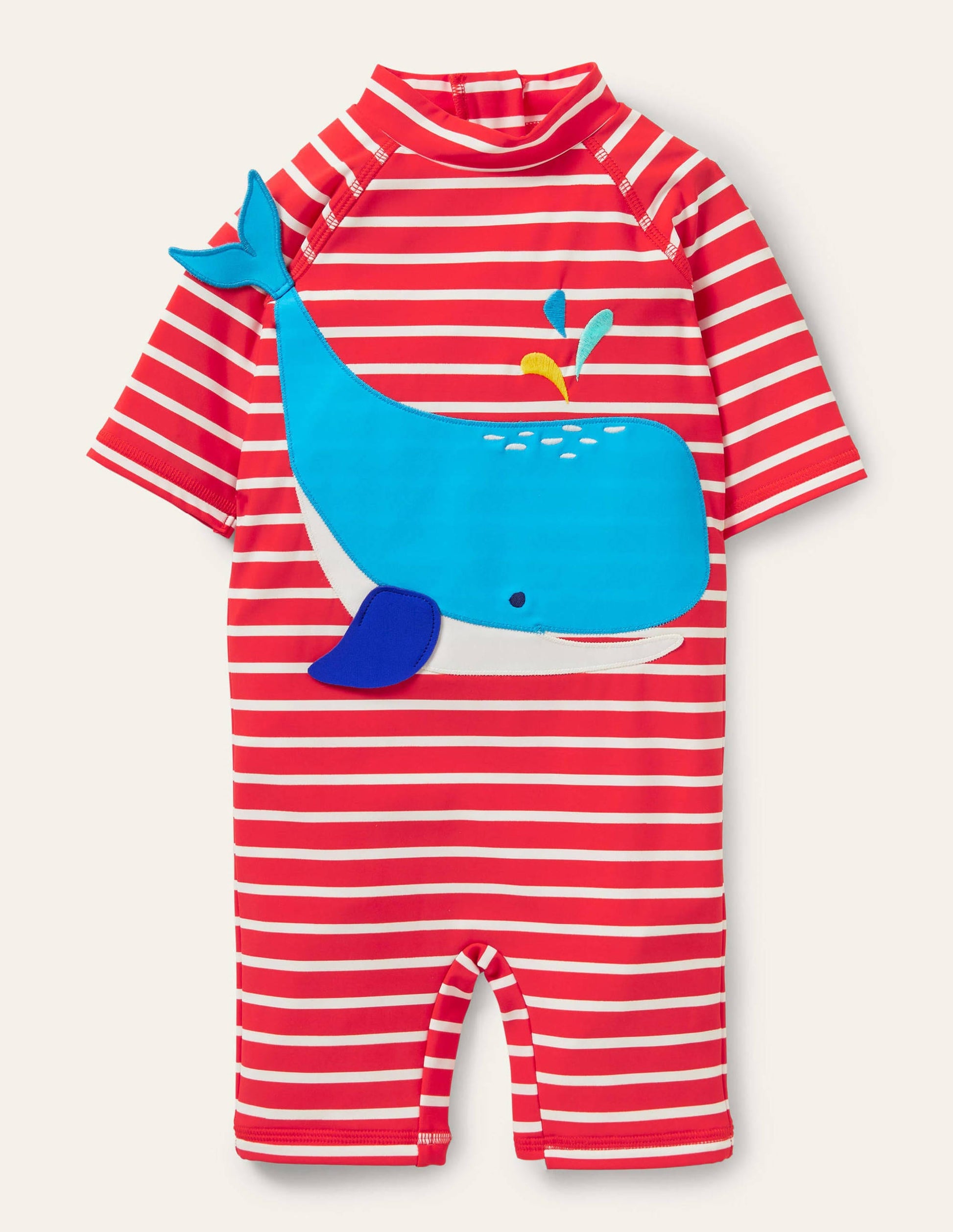 Printed Sun-safe Surf Suit-Fire Red/Ivory Whale-1