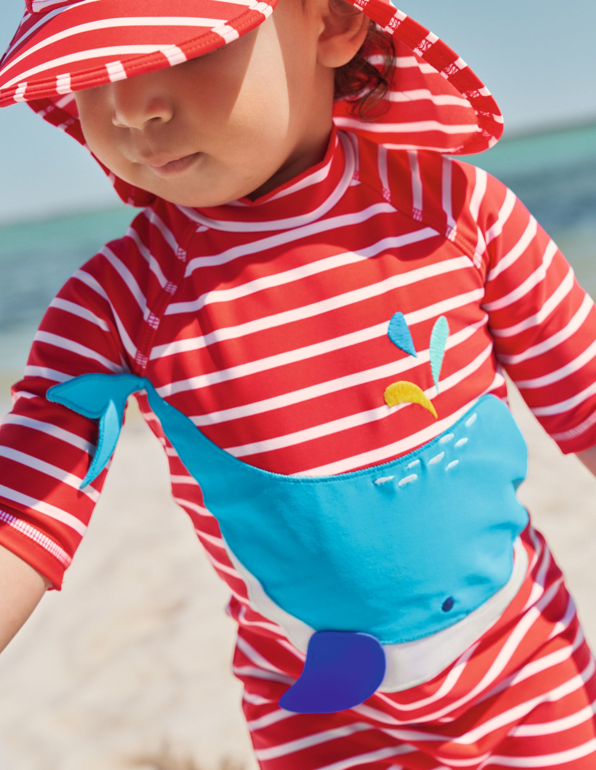 Printed Sun-safe Surf Suit-Fire Red/Ivory Whale - Image 4