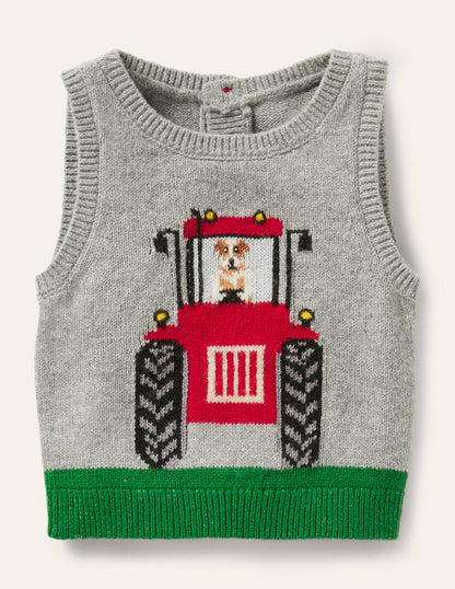 Tractor Knitted Tank Top-Grey Marl Tractor