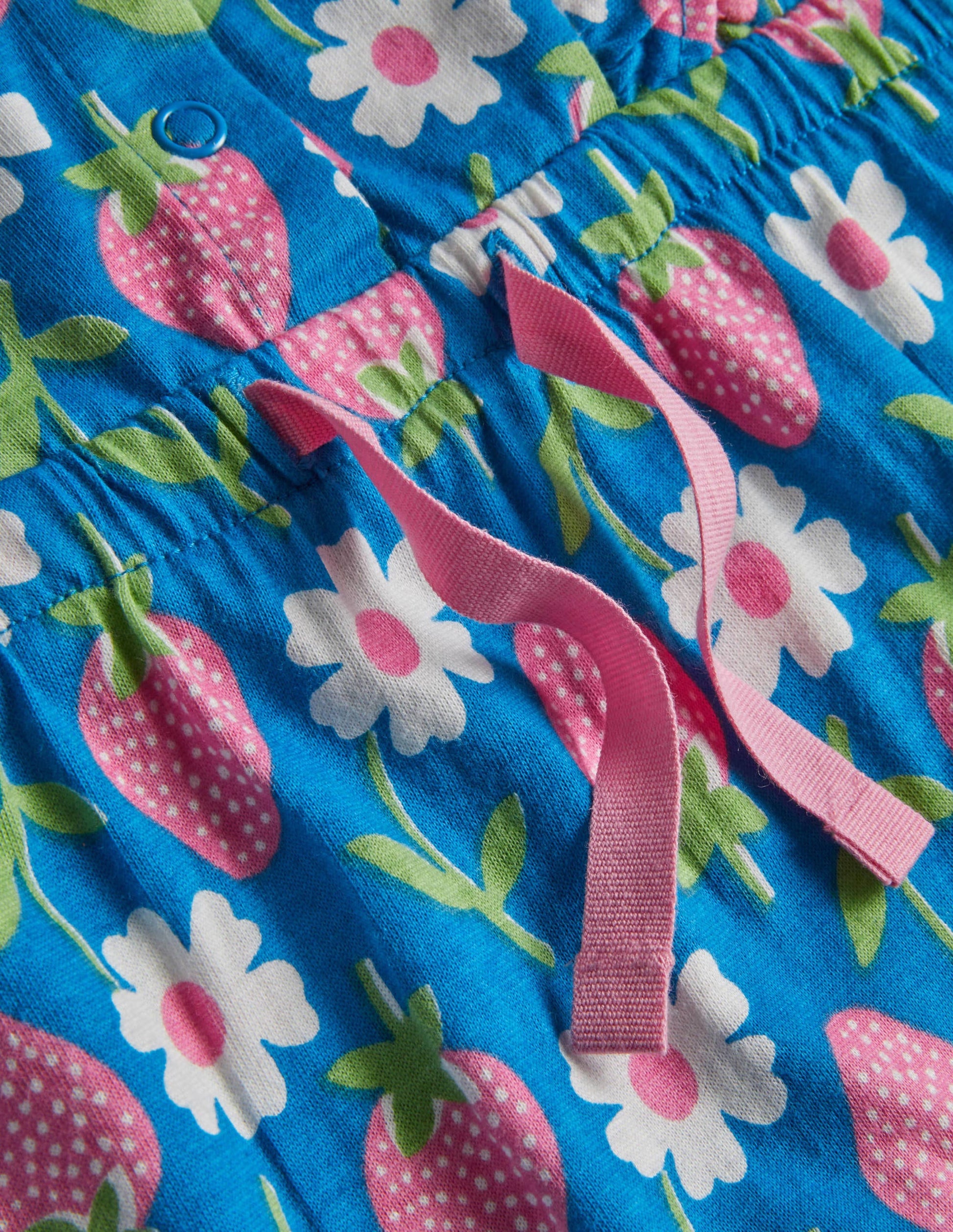 Jersey Ruffle Playsuit-Bright Marina Blue Strawberry-3