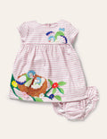 Fun Appliqué Jersey Dress-Pink Lemonade Birds