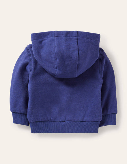 Appliqué Hoodie-Blue Peeping Animals