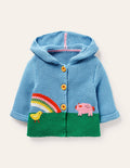 Rainbow Scene Knitted Jacket-Aqua